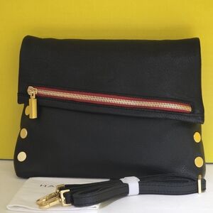 Hammitt Black Leather MD VIP Crossbody Bag with Gold Accents